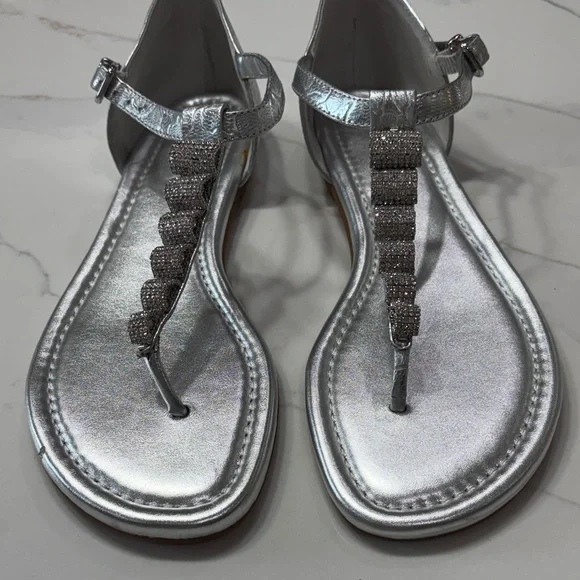 ANTONIO MELANI Metallic Silver Sandals - Picture 1 of 11